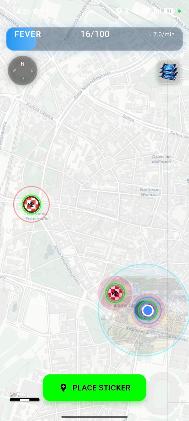 Ekrany wersji deweloperskiej — Mapa miasta