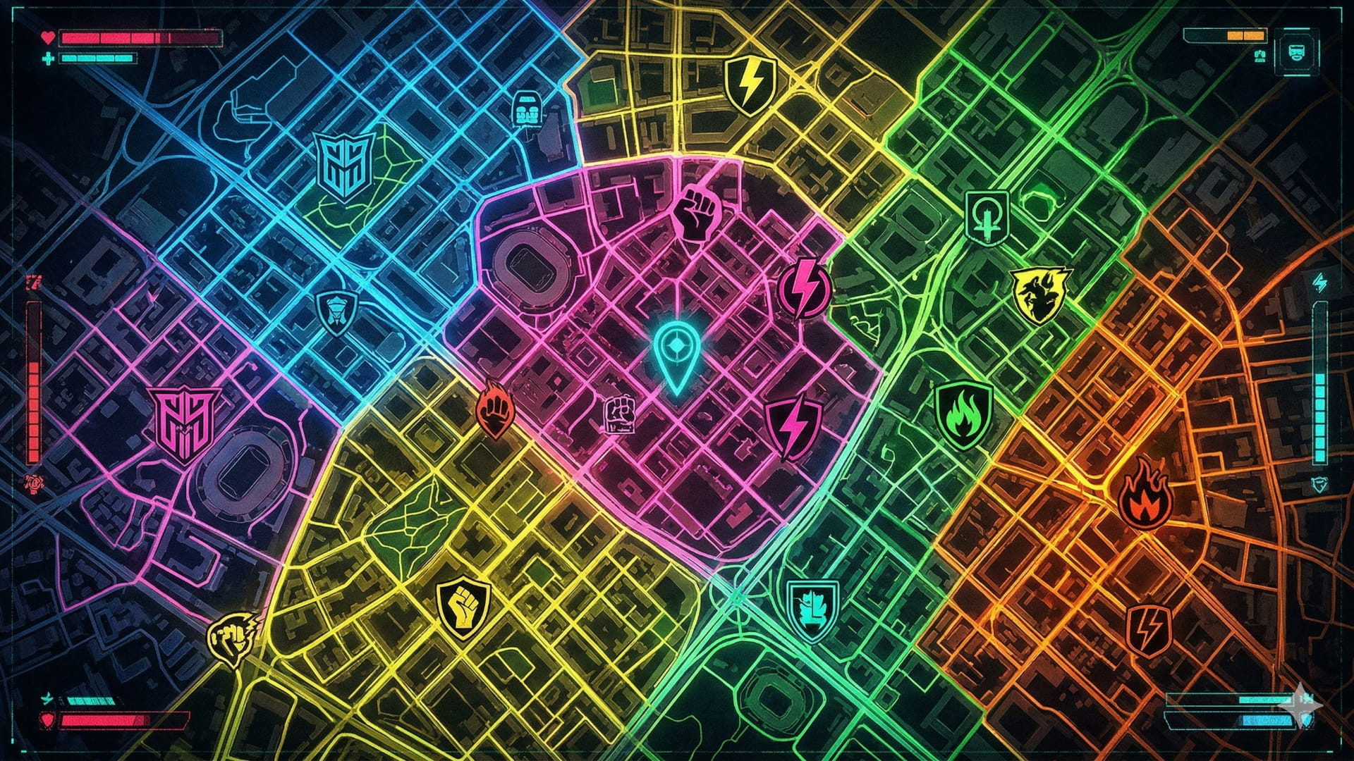 Mapa del mundo real con ubicaciones de jugadores